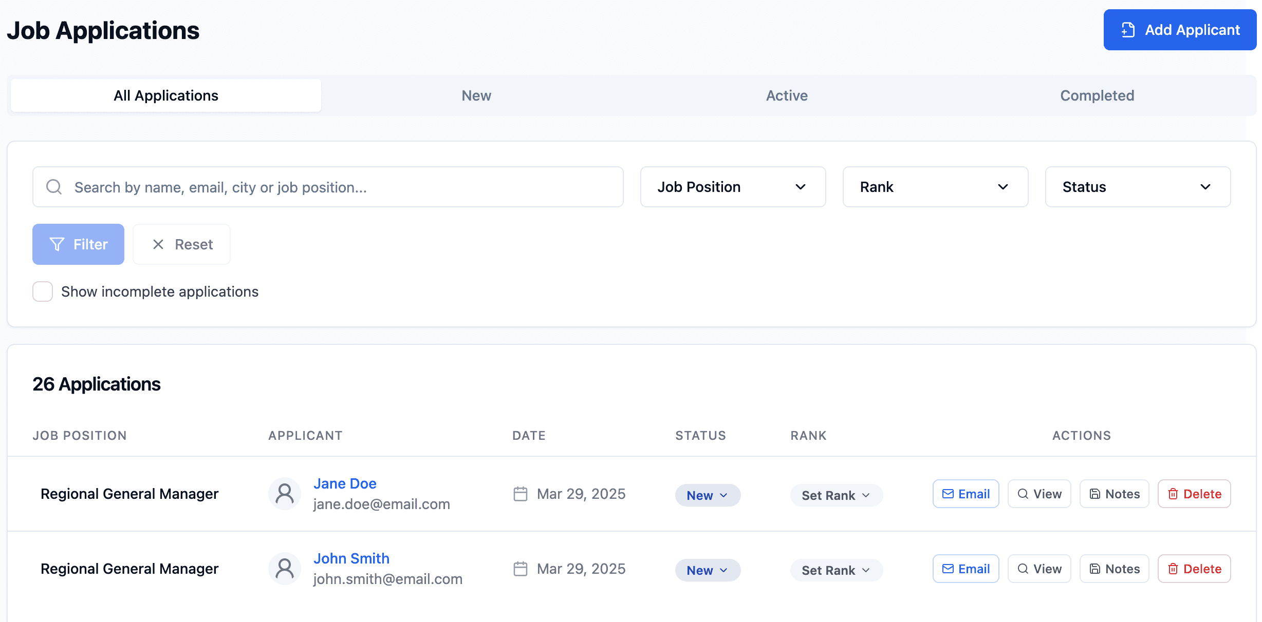 SimpleATS Applications